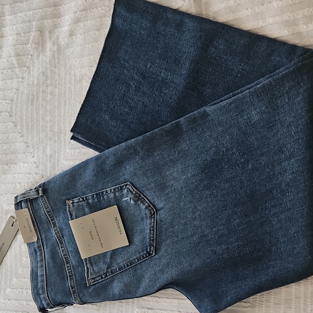 Hudson‎ Rosie High-Rise Wide Leg Ankle Raw Edge Jeans- Size:31:Color: Uptown